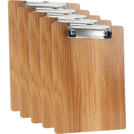 Lot de 5 A5 Porte-Blocs en Bois avec Pince,Clipboard Planchettes à Pince (1/5)