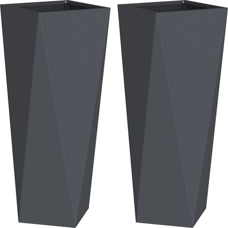 Juego de 2 maceteros modernos para exteriores 30 x 30 x 75 cm resistentes de acero color antracita 020053011 (1/5)