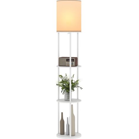 Lampadaire Camiel étagères LED télécommande blanc (1/5)