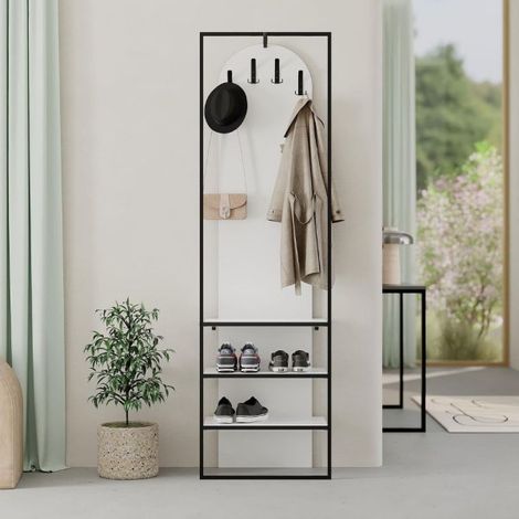 Mobile ingresso con appendiabiti e scarpiera colore bianco 53x180H cm - Indis