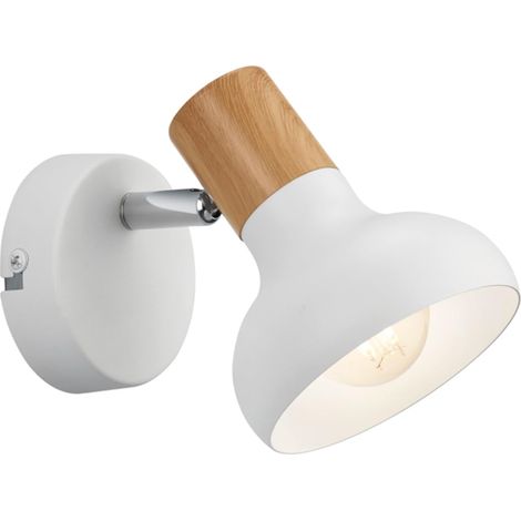 Applique murale Latika R81521031, métal blanc mat, bois synthétique, excl. 1x E14 (1/4)