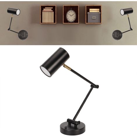Applique murale à bras articulé pour chambres et salons, luminaire de lecture mural moderne de style nordique, lampe en métal rotative, éclairage décoratif d'intérieur, noir. (1/5)