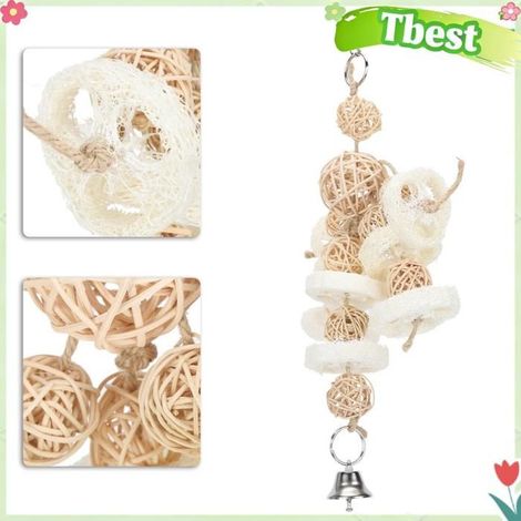 Tbest Jouet luffa perroquets Jouet à Mâcher Suspendu en Boule de Rotin Luffa pour Oiseaux, Jouet à Corde animalerie jouet (1/5)