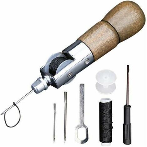 7 Pièces/Set outils de couture en cuir bricolage en cuir outil de couture à la main kit (173mm) (1/5)