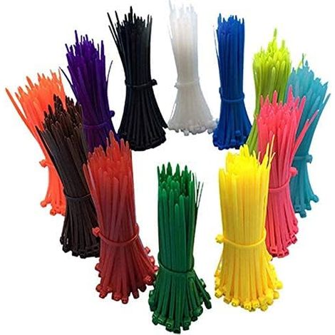 Attaches de câble colorées, 2,5 mm x 100 mm, lot de 1200 attaches de câble réutilisables en nylon et plastique pour la maison, le bureau, le jardin, le garage et l'atelier. (1/5)