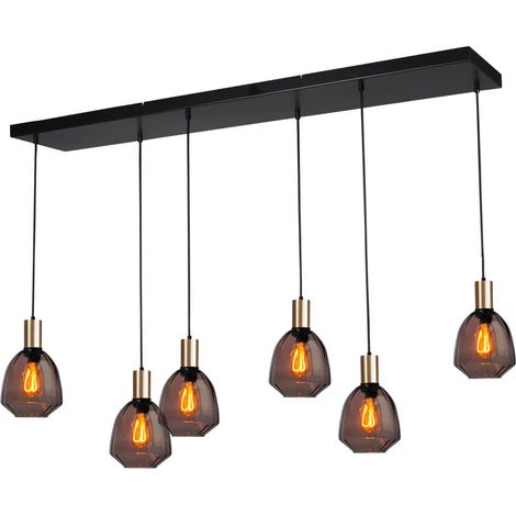 Lampe suspendue 6 lumières - dorée - Porto avec des lunettes rouges Nicolette - 2711-05-02-130-25613