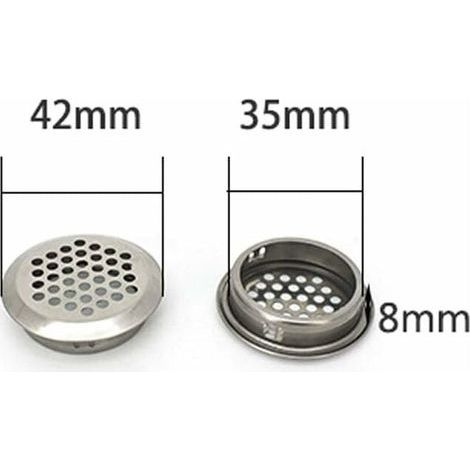 Grille de Ventilation 20 pièces grille inox Grille d'aération Trou Respiration pour armoire placard Air évacué Grille d'évacuation Ventilation pour Cuisine Meubles bouche Ronde (35mm) (1/4)