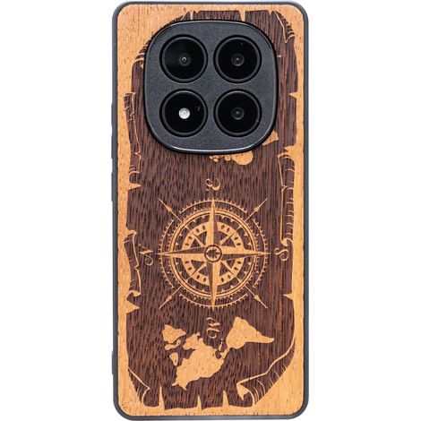 Custodia in legno Bewood per Xiaomi Redmi Note 14 Pro 5G WIND ROSE MERBAU (1/5)