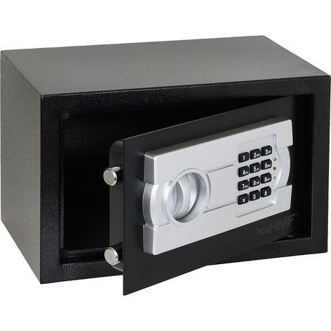 HMF Safe Tresor für Zuhause, Hotel oder Büro, Möbeltresor mit Zahlenschloss für DIN A5 Dokumente, 31 x 20 x 20 cm, Schwarz