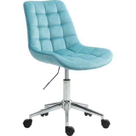 Svita – Chaise de bureau pour enfants pivotante réglable en hauteur – Velours doux – Hauteur d'assise 42-53 cm – Rotation 360° – Bleu clair (1/5)