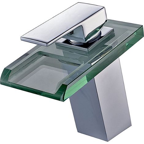 Robinet salle de bain lavabo Mitigeur cascade en verre LAITON LED 3 couleur LED (1/5)