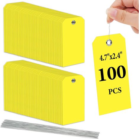 100pcs Etiquette Prix en Plastique, Étiquettes de prix avec fil, Étiquette Étanche à l'eau Rigide, Étiquettes de Prix en Vierges Inscriptibles pour Etiquette Vetement Bijoux Cadeaux (1/5)