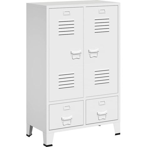 Maison Exclusive - Kleiderschrank Industrie-Stil Weiß 67x35x107 c