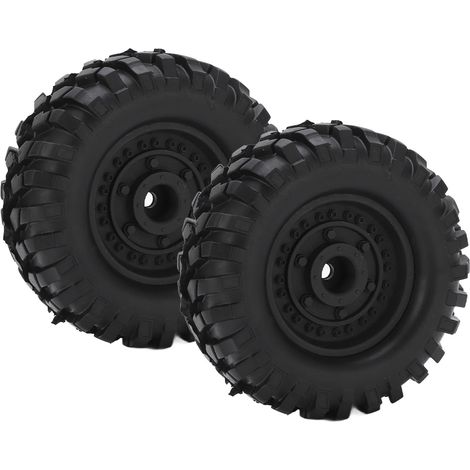 Jeu de 2 jantes métal 1.9 pouces et pneus caoutchouc 96mm pour Tamiya CC01 D90 RC voiture, noir (1/5)