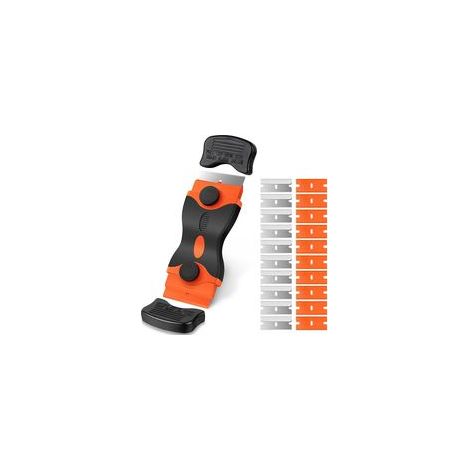 Grattoir vitrocéramique - 1 pièce grattoir + 20 lames / orange - grattoir plaque vitrocéramique multi-usage autocollant calfeutrage adhésif (1/5)