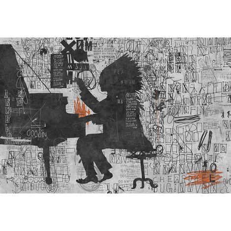 Papier peint panoramique bar aspect dessin Tapisserie panoramique graffiti effet moderne Papier peint panoramique design noir et blanc tendance (1/2)