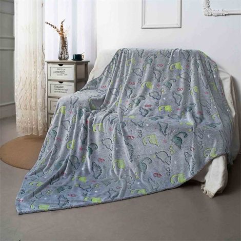 Couverture Dinosaure - Flanelle Douce Luminiscente en Obscurité - Pour Enfants - 150 x 200 cm (1/5)