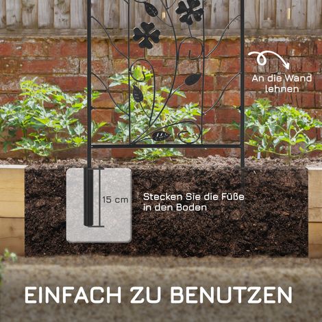 Lot de 2 treillis métalliques avec décor oiseau et trèfle, noir, 38 x 98 cm, pour jardin et terrasse (1/5)