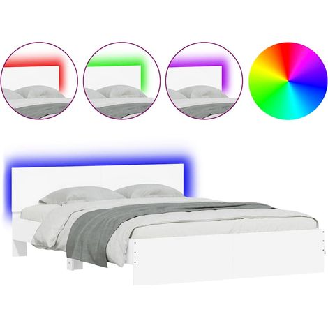 Maison Exclusive - Estructura de cama con cabecero y luces LED bl