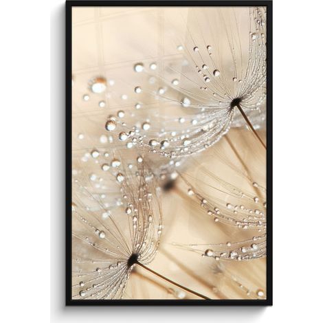 PÓSTER ENMARCADO Diente de león - Abstracto - Naturaleza - Beige Pared Decoracion Grande 80x120 (1/5)