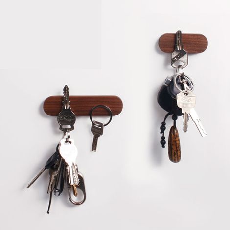 Porte-Clés - Aimant Puissant - Bois de Hêtre Naturel - Décoration Murale pour Intérieur - S M ou L (1/5)