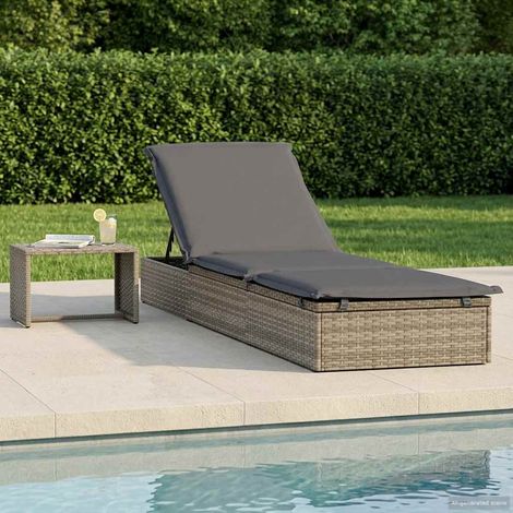 Transat 1 pc avec table gris résine tressée (1/5)