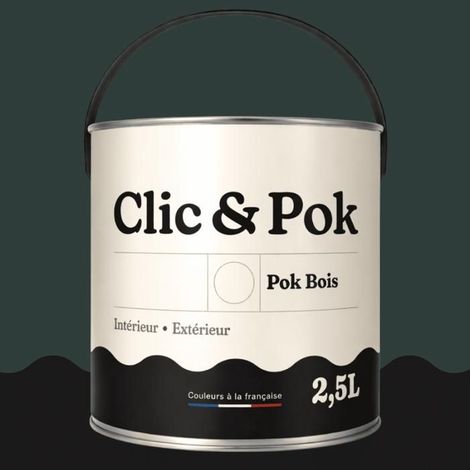 Peinture Bois Extérieur – POK BOIS - 2,5L - RAL 6012 - Vert noir- Résistante aux intempéries - Ne s'écaille pas (1/4)