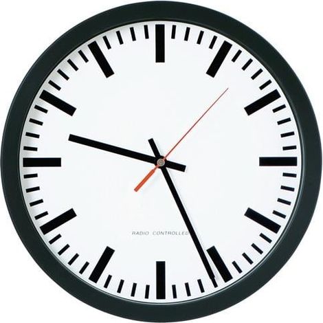 Horloge radio-réveil murale Ku.noir D.300mm barre 1,5V D.300mm