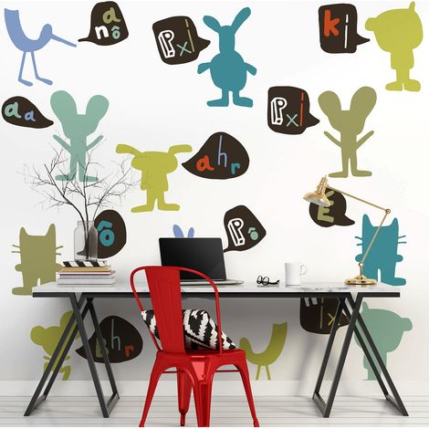 Papier peint intissé Enfant Souris et Chat, 270 cm X 250 cm, Expressions Marrantes. (1/5)