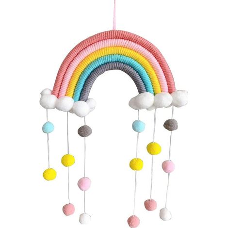 Nuages Tissés à la Main, Décoration Murale Arc-en-Ciel, Tenture Murale Arc-en-Ciel, pour Dortoir, Appartement, Salon, Chambre, Décoration de Fond (Couleur) (1/5)