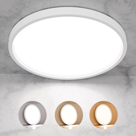 Plafonnier LED rond et plat, étanche IP44, 24W, 3000K, 4000K, 600 K, 2420LM, moderne, simple et fin, pour salle de bain, salon (1/5)