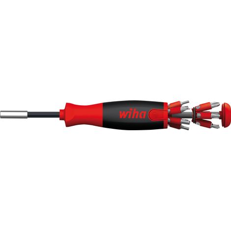Wiha Destornillador con cargador LiftUp 25 magnético en surtido con 12 bits, de 1/4" (38606)