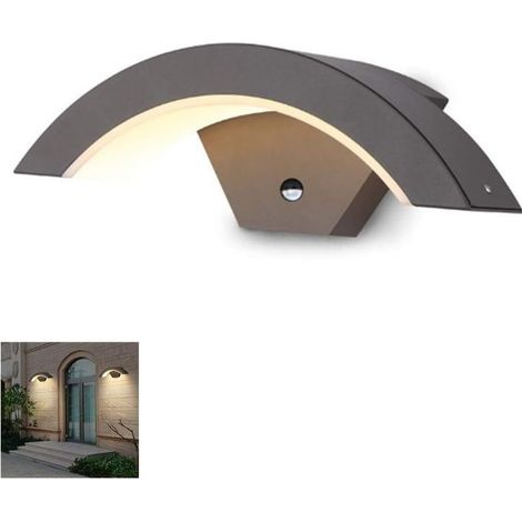 Applique murale extérieure avec détecteur de mouvement 12W LED SMD 3000K blanc chaud Étanche IP65 en aluminium Luminaire pour jardin 29.5cm (1/5)