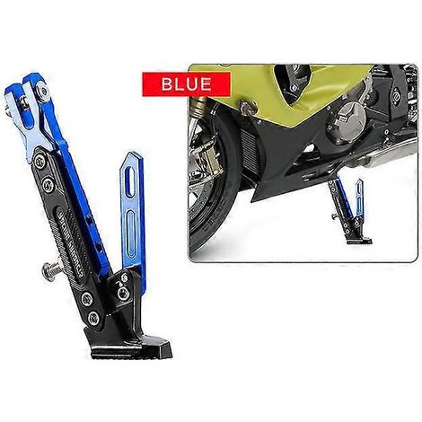 Verstellbare CNC-gefräste Motorrad-Fußstütze aus Metall, Seitenhalterung, langlebige und korrosionsbeständige Halterung, Motorradständer – Blau (1/5)
