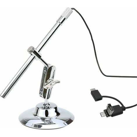 Loupe d'inspection de microscope numérique USB portable Caméra étanche IP67 8 lumières LED intégrées avec capteur CMOS avancé Grossissement 10X-200X pour smartphones Android PC Ordinateurs portables, (1/5)