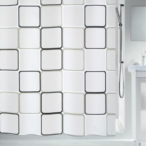Cortina de ducha PEVA FRAME 180x200cm Blanco y Negro Spirella (1/4)