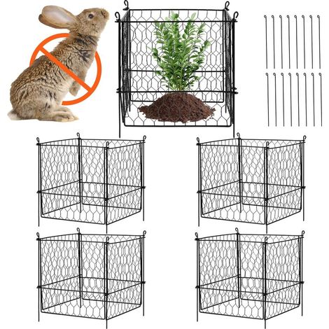 Fil Recouvert Plastique Protégez Vos Cultures Lot 4 Cages à Plantes Métalliques 34x34 cm Potager Anti Lapins (1/5)