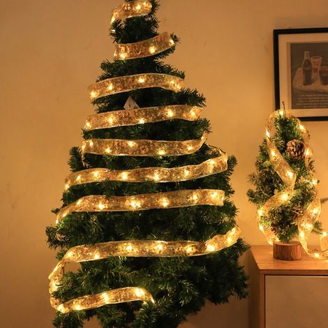 Goldene LED-Weihnachtsbeleuchtung, 10 Meter mit 100 batteriebetriebenen Lämpchen, Weihnachtsbaumschmuck