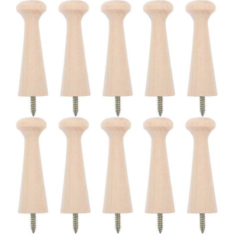 HONORNIC - Lot de 10 chevilles à visser en bois pour suspendre des objets au mur. Crochet mural en bois.