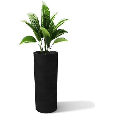Porte-Pot Haute jardinière cylindrique modèle Baroque 70 en polyéthylène Graphite diamètre 35 cm Hauteur 70 cm Profondeur Compartiment 26 cm Forme cylindrique fabriqué en Italie (1/5)