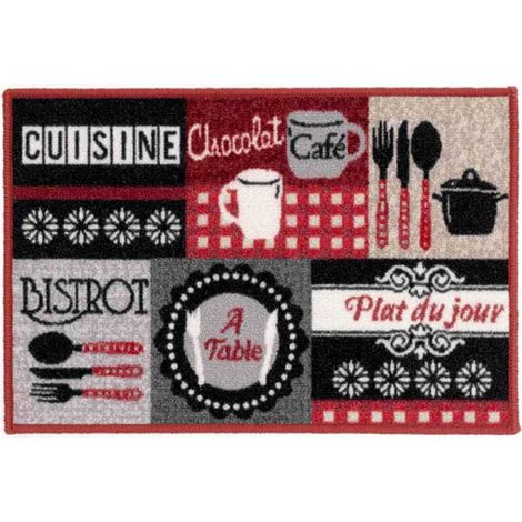 Tapis de Cuisine "Digital Menu" 50x80cm Rouge (1/4)
