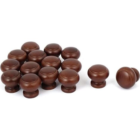 sourcing map Maison Cabinet Tiroir 27mmx24mm Bois Bois Poignée Saisir Poignée Foncé Rouge Marron pour Commode Tiroir Armoire 15pcs (1/5)