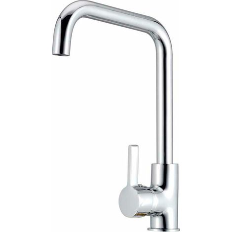 Rubinetto cucina monocomando con bocca alta, argento lucido, serie Zeta (1/2)