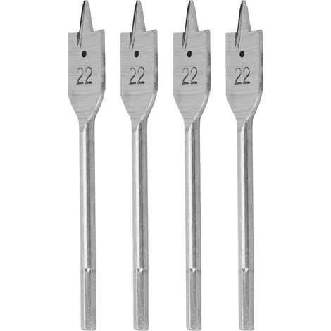 Jeu de 4 forets plats en acier à haute teneur en carbone pour le travail du bois, 22 mm (1/5)