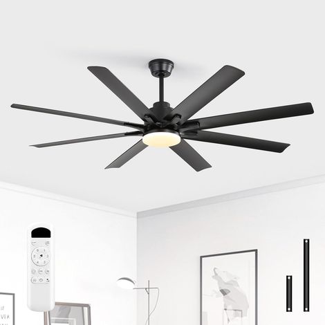 132 cm Ventilateur Plafond avec Lumière et Télécommande Silencieux DC, 8 Pales, 3 Températures de Couleur, Minuterie, 6 Vitesses, Mode été/Hiver pour Salon, Cuisine (1/5)