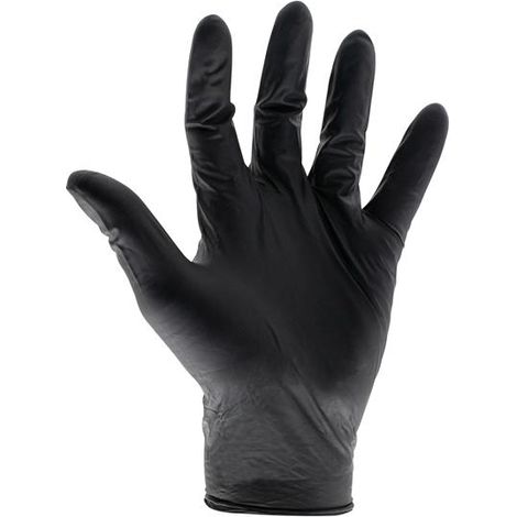 Black Heavy-Duty Nitrile Disposable Gloves, Medium Size (Size 7), Box of 100 (1/2)