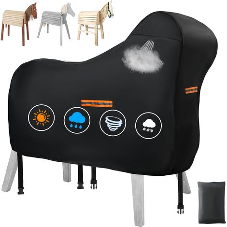 Waterproof Wooden Horse Cover Outdoor Oxford 420D Universal Garden Horse Cover with 2 Windproof Buckles and 4 Reflective Strips (1/5)