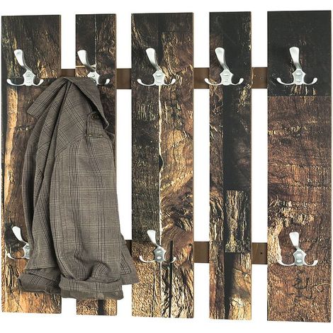 Garderobe murale coloris nature-optique inox en métal - L 65 x P 9 x H 100 cm -PEGANE- (1/2)