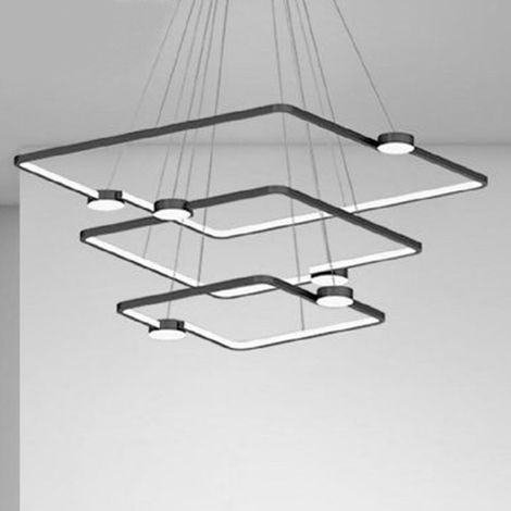 TrAdE Shop Traesio - Lampadario A Sospensione Led 112w 3 Quadrati Con Telecomando Design Moderno Nero 71248 - (1/4)