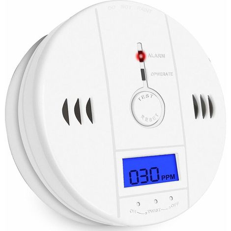 Rilevatore di monossido di carbonio con display digitale e allarme acustico domestico, alimentato a batteria (batterie AA non incluse) (1/5)